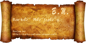 Barkó Mátyás névjegykártya