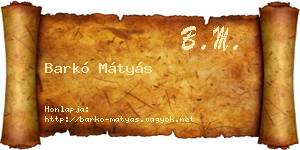 Barkó Mátyás névjegykártya