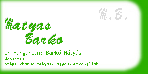 matyas barko business card